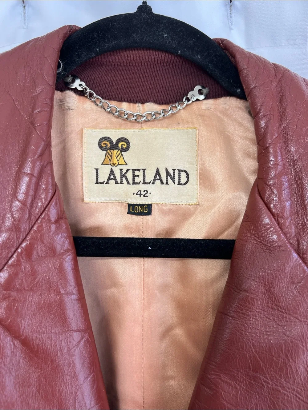 Vintage Lakeland Leather Trench Coat 42 Long Cognac Brown Belted Large